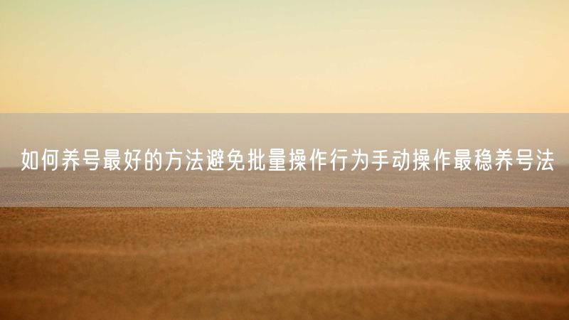如何养号最好的方法避免批量操作行为手动操作最稳养号法