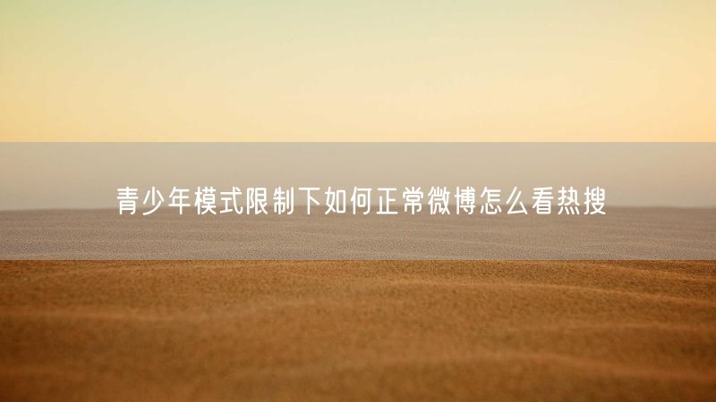 青少年模式限制下如何正常微博怎么看热搜